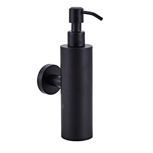 Keahup Dispensador de jabón 1 Pieza 200ml Bomba de Botella de Ducha montada en la Pared Bomba de Acero Inoxidable Dispensador de champú Negro montado en la Pared Redondo Cover