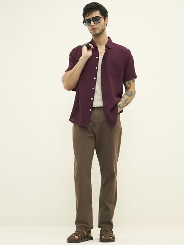 Image of Linen Shirts for Men's | Linen Blend Shirt with Full Sleeve | Spread Collar with Comfort Fit | Button Closure for Casual Wear