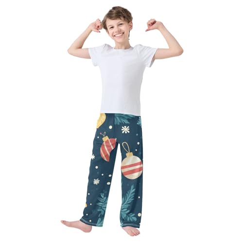 Christmas Ball Snowflake Boys Long Pants Soft Trousers Elastic Waist Kids Lounge Bottoms with Pockets S-XL3