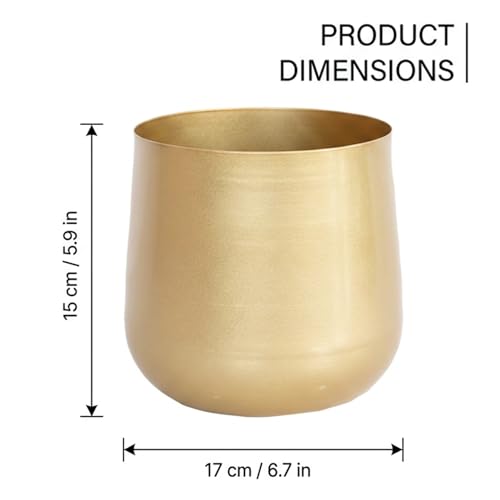 Pot de fleurs doré design haut de gamme en métal brossé chic - 6