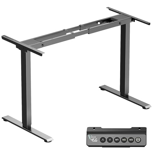 VVENACE Dual Motor Standing Desk Frame, Height Adjustable Electric Desk Frame (27.5–46.5), 160 lbs Capacity, Quiet Sit Stand Desk with Memory Controller, Home Office Desk Frame Black