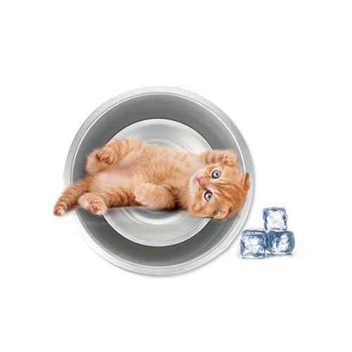 猫鍋 アルミ ひんやり 夏用冷却マット ねこ鍋 夏用 涼しくてかわいい おしゃれ 滑り止め 猫 ひんやり アルミ製 ボウル 小さい 大きい 冷感 年中使えるにゃんこの寝床 暑さ対策 (直径56cm)