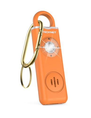 TECKNET Rechargeable Personal Safety Alarm for Women, 130dB Self Defense Keychain Alarm with SOS Strobe Light, Low Battery Notice, Loud Siren Safety Keychain for Girls Kids Elderly - Orange
