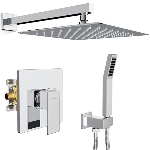 Image of SR SUN RISE Shower System 12-Inch Rainfall Shower Head Polished Chrome