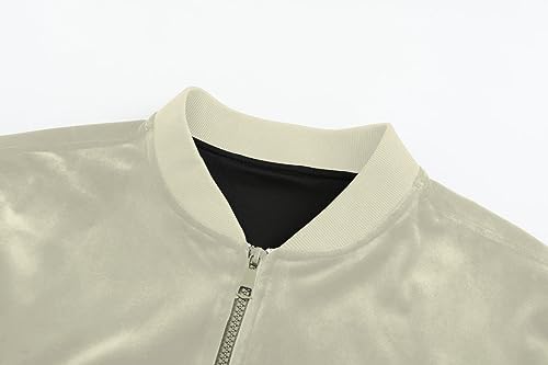 Image of Mens Faux Suede Bomber Jacket Varsity Jacket Windbreaker Vintage Casual Lightweight Leather Coats Jackets