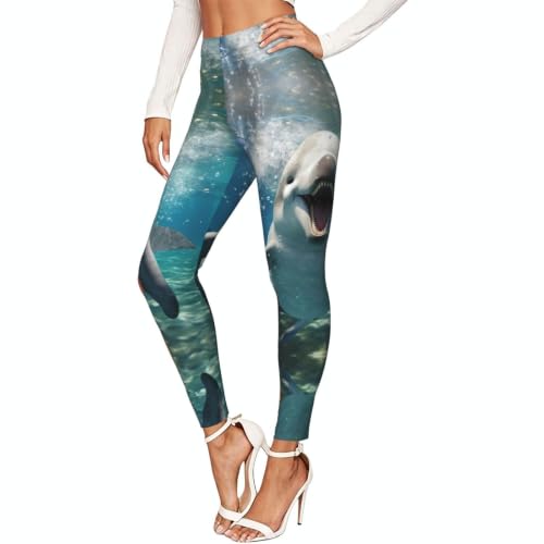 Leggings de delfín para mujer: pantalones de entrenamiento suaves tipo malla deportiva para gimnasio