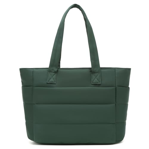 Image of Dreubea Stylish Large Lightweight Puffy Tote Bag for Women - Spacious, Versatile, and Practical Everyday Carry-All for Work, Travel, and Shopping Army Green