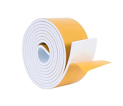 High Density Foam Weather Stripping Door Seal Strip Insulation Tape Roll for Insulating Door Frame, Window, Air Conditioner | Self Adhesive Sealing Weatherstrip (3 in x 1/4 in x 10 Ft, White)