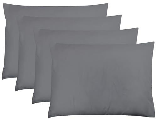 ZPECC Dark Gray Pillow Cases Standard Size Set of 4, 20x26 Envelope Closure Pillowcases, Soft Plain Brushed Microfiber Covers Hypoallergenic Breathable
