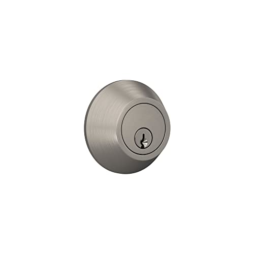 Image of Deadbolt with Round Trim, Keyed 2 Side, Satin Nickel Finish