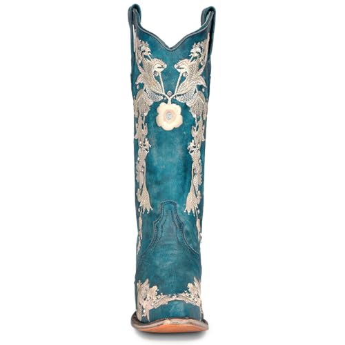 Image of Corral Ld Navy Blue Studs & Floral Embroidery & Crystals, Size: 10.5, Width: M
