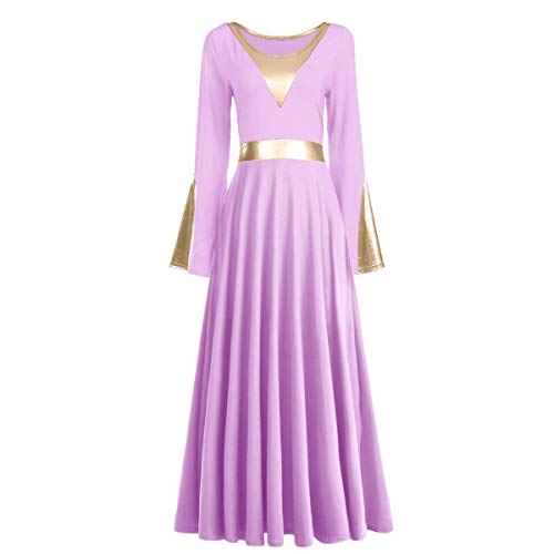 IBAKOM Adult Women Praise Robe Worship Dress Bell Sleeve Liturgical Full Length Wide