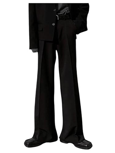 GORGLITTER Men's Flare Baggy Dress Pants Wide Leg Pleated Causal
