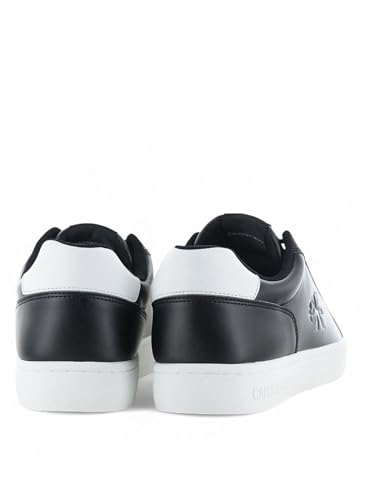 Calvin Klein Classic Cupsole Mono Lth Ym0ym01369 - Scarpe Basse da Uomo, Nero Nero Bianco Brillante, 46 EU