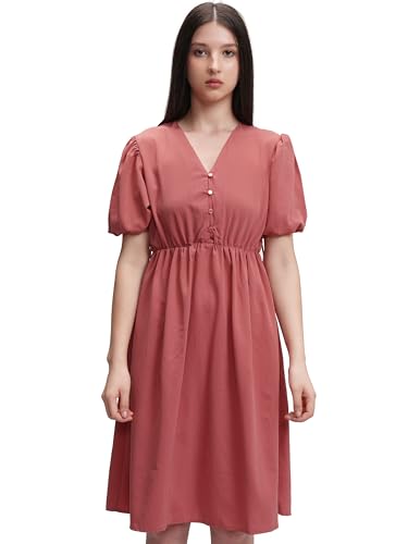 Image of Tokyo Talkies Women's Elegant A-Line Dress with Belt & Pleated Dress, Sophisticated Full-Sleeve Style for Any Occasion