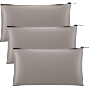 Paterr 3 Pcs Money Bag with Zipper Bank Bag 11 x 6 Inch Security Bank Deposit Bag PU Leather Money Pouch Leatherette Zippered Coin Cash Bag Utility Check Wallet Cosmetic Tool (Brownish)