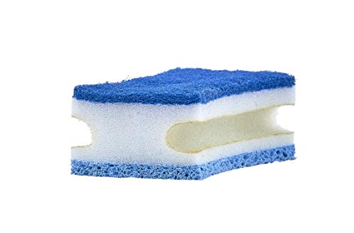 Image of Non-Scratch Scrub Sponge with A Comfortable Grip, Heavy Duty Duel Sided Kitchen Scrubber Sponge Cellulose Scrub Sponge, Scratch Free, with Scouring Pad Set, 1 Sponge, Blue