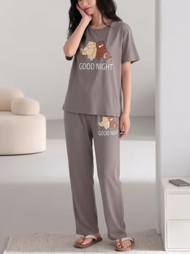 Image of SMOWKLY Women's Premium Stylish Cute Print Top with Pajama Comfy Loungwear