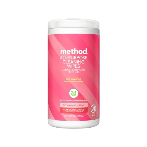 Method All-Purpose Cleaning Wipes, Pink Grapefruit, 70Count