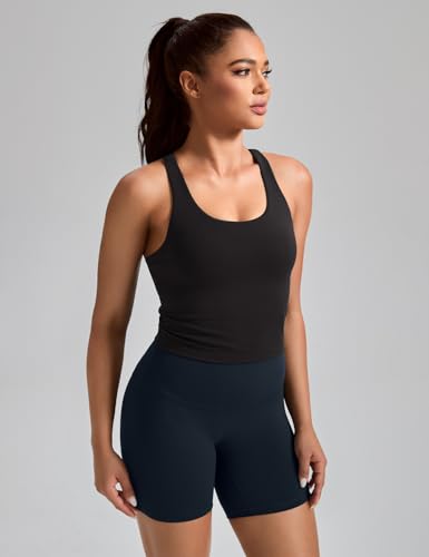 Image of HeyNuts Longline Zeal Bras Medium Impact Wirefree Sports Bras Workout Crop Tank Tops with Removable Pads, A-D Cups