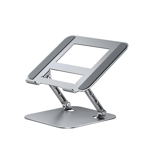 Adjustable Laptop Stand for Desk,Foldable Laptop Holder with Stable Heavy Base,Multi-angle Adjustable Ergonomic Computer Riser Compatible with MacBook Air Pro,Notebook,All 10-15.6”Laptops,Grey