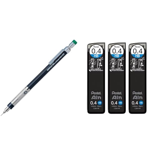 【セット買い】ぺんてる シャープペン グラフレット PG504-DD&ぺんてる シャープ芯 ぺんてるアイン 0.4mm HB 3個 AMZ-XC284HB3P