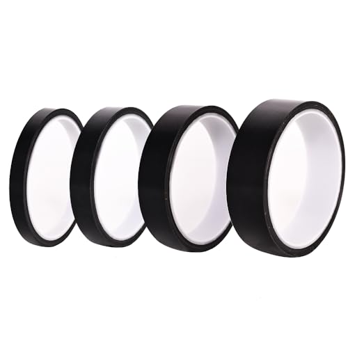 Image of High Temperature Adhesive Tape 4 Rolls Heat Resistant PTFE Fiberglass Tape 10mm /15mm /20mm /25mm (0.39 inch /0.59 inch /0.79 inch /0.98 inch) Width, 10m /33ft Length, Black