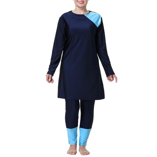 Maillot de bain couvrant femme à manches longues grand taille XXXXXXXL bleu