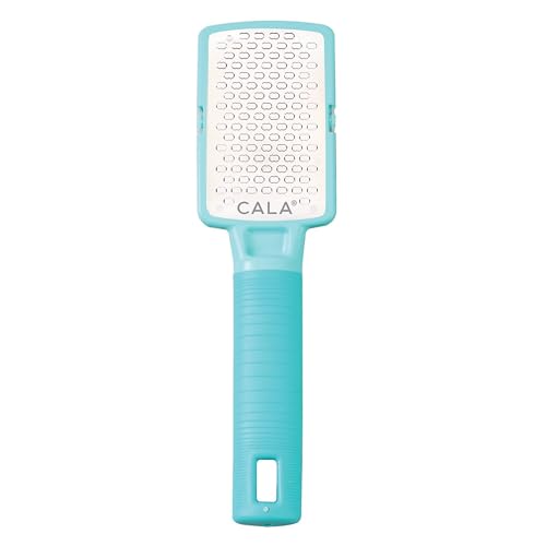 Image of CALA Silky Glide Pro Callus Remover Foot File (Aqua), Stainless Steel Micro-File with Wide Surface for Wet or Dry Skin, Soft Grip Handle for Comfort & Control, Reusable Travel Tool
