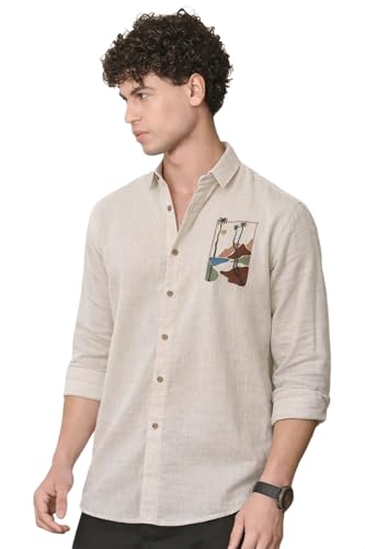 Image of MiraMichi Men's Pure Linen Shirt with Long Sleeve Collared Neck Standard Length and Button Down Closure Type |Shirt's for Men Stylish | Branded Shirt's | Formal Style