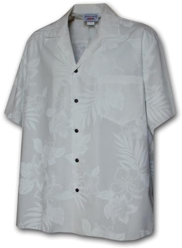 Pacific Legend Mens White Wedding Tropical Floral Hawaiian Shirt