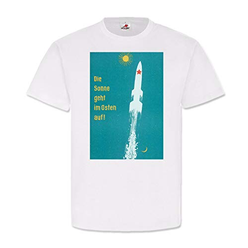 Kosmonaut Rakete Plakat T-Shirt RDA original imprimé blanc XL