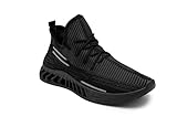 AKADEMIKS Men's Fit 2.0 Knit Jogger Sneakers, Breathable Running Shoes for Athletic and Casual Wear - Black/Grey, Size 12