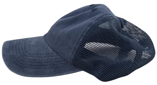 Image of Vintage Washed Snapback Baseball Hat for Men Women, Unstructured Cotton Crown /Soft Mesh /Flexible Visor /Foldbale for Pocket