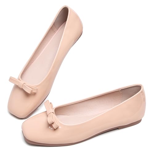 Image of Dear Time Women's Casual Foldable Ballet Flats Square Toe Ballerina Flats Shoes Comfortable