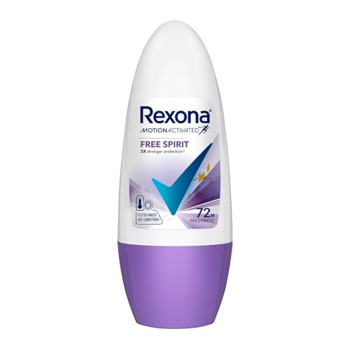 Image of Rexona Free Spirit Roll-On Motion Activated Deodorant for Women | 72-Hour Freshness | Alcohol-Free & Gentle on Skin | 45 ML