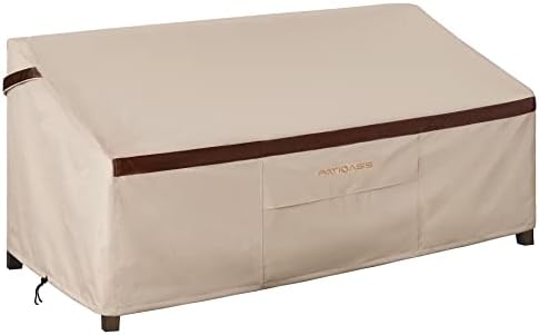 PATIOASIS Patio Sofa Cover Waterproof 87 inch Heavy Duty Outdoor Furniture Loveseat Cover with Air Vent UV Resistant Tear Resistant Beige/Brown Heavy Duty Large High Back Outside Loveseat Covers