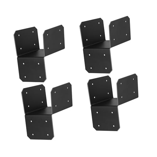 4 conectores de anclaje de vigas para marco de acero ligero, postes de anclaje, soporte de poste, fácil de instalar, tapas de madera para postes