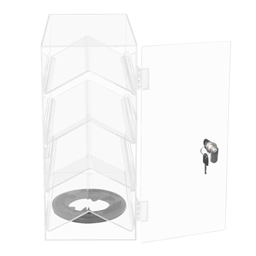 4 Tiers Rotating Acrylic Display Case, Clear Acrylic Eyewear Showcase with V-Shaped Shelves & Lock, Countertop Display Box for Jewelry, Watches, Glasses - Thumbnail 7