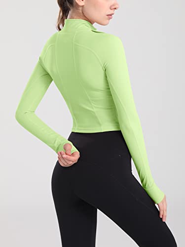 Image of Women's Athletic Half Zip Pullover Sweatshirt Workout Top Crop Quarter Zip Pullover Yoga Running Jackets