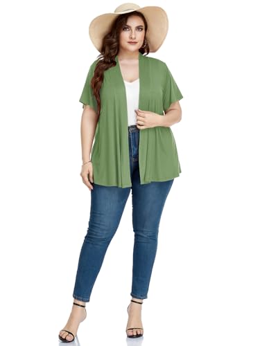 Image of LARACE Short Sleeve Cardigans for Womens Summer Tops Casual Plus Size Open Front Lightweight Cover Up