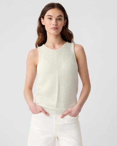 Image of Gap Women Cotton Round Neck Sleeveless Sweater