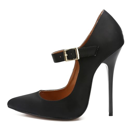 Image of Unisex Men's Women's Pointed Toe Stiletto High Heel Buckle up Pumps
