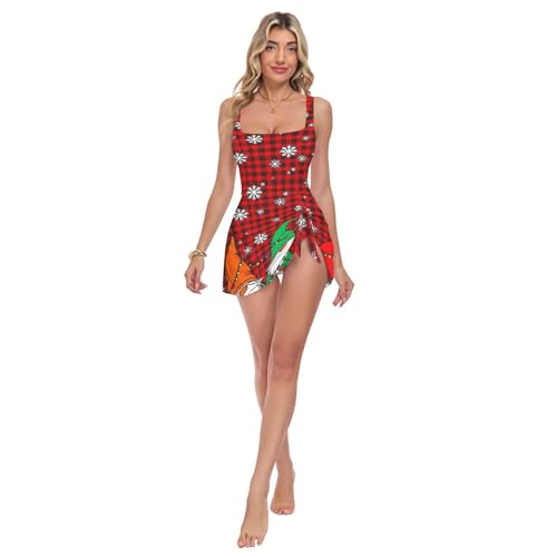 Maillot de bain une pièce femme rouge écossais body hugging sculptant