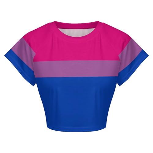 Bisexual Pride Flag Girls Crop Tops Short Sleeve T-Shirts for Teenagers Crew Neck Basic Tee4