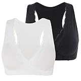KUCI Maternity Nursing Sleep Bra Lace Breastfeeding Tank Wireless Bralette for Pregnancy (XL, Black+