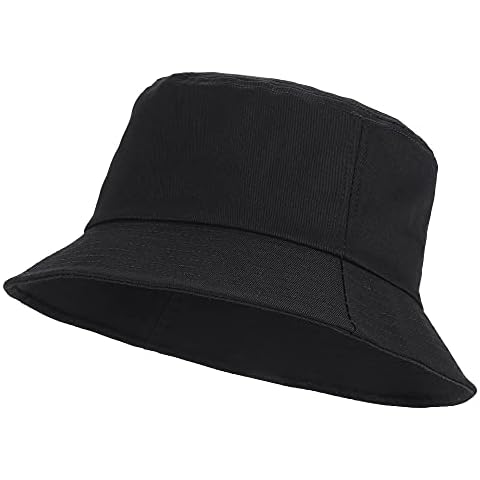 Umeepar Unisex 100% Cotton Packable Bucket Hat Sun hat for Men Women (Plain black) Cover