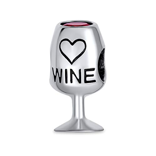 Charm de copa de vino tinto en plata de ley y circonitas Bling Jewelry