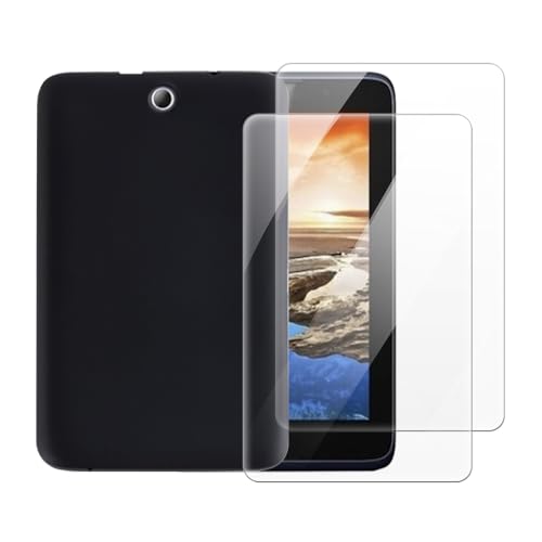 Funda para Lenovo A7-50 A3500-FL que evita roturas con cristal templado anticaídas 2 en 1 negro