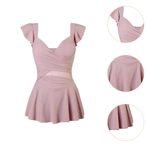 Women Swimsuit Beachwear Stylish Lightweight Sleeveless Ladies 1 Piece Swimsuits Swimdress for Travel SPA Beach Party Pool, M Pink3
